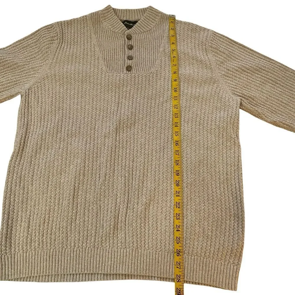 Eddie Bauer Y2K  100% Cotton Beige Sweater Size XL TALL